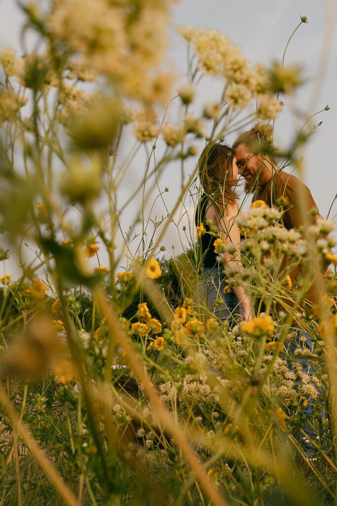 wildflower engagement photos in Mckinney tx by annie austin photography