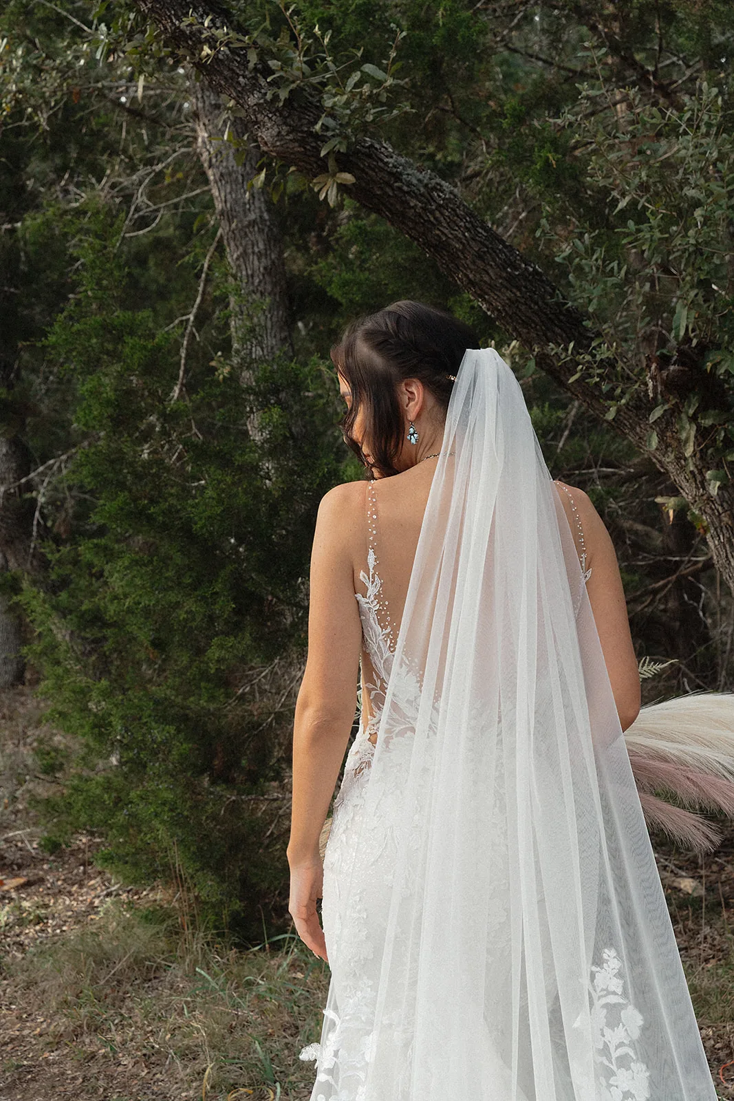 Bridal portrait in forest in Wimberley Texas